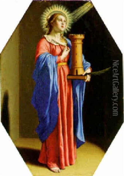Saint Barbara Oil Painting - Giovanni Battista Salvi (Il Sassoferrato)