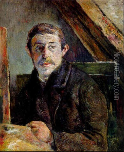 Gauguin Devant Son Chevalet Oil Painting - Paul Gauguin