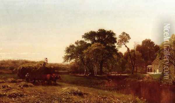The Hay Wain, Granby, Connecticut Oil Painting - Aaron Draper Shattuck