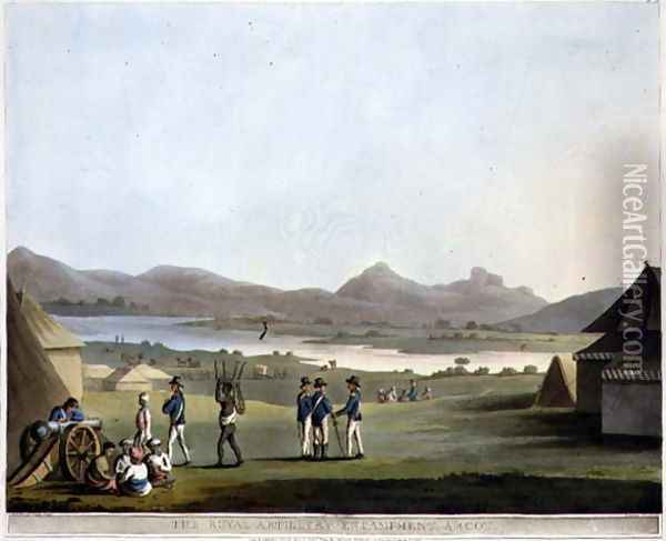 The Royal Artillery Encampment Arcot Oil Painting - Hunter, Lieutenant James