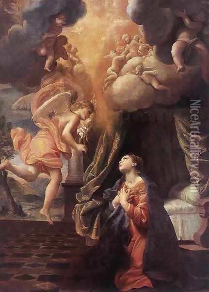 The Annunciation Oil Painting - Giovanni Lanfranco