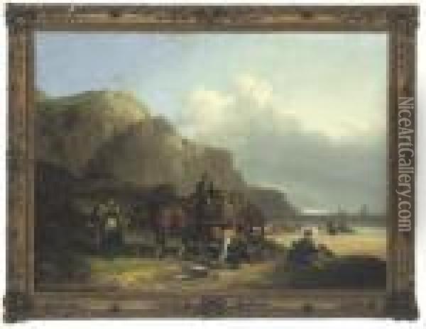 Scene In The Isle Of Wight Oil Painting - Snr William Shayer