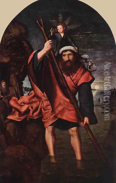 St Christopher Oil Painting - Quinten Metsys