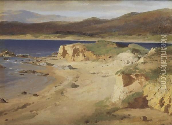 A Coastal View Near Cannes Oil Painting - Alexandre Calame