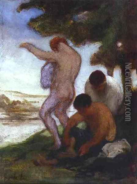 Bathers 1852-53 Oil Painting - Honore Daumier