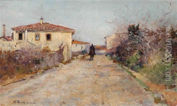 The Road Home Oil Painting - Guglielmo Micheli