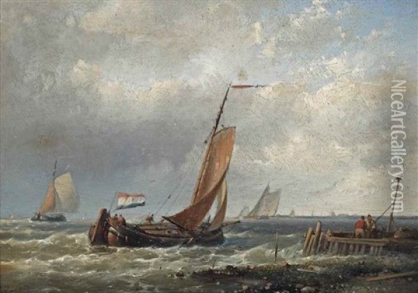 Sailing Along The Dutch Coast Oil Painting - Abraham Hulk the Elder
