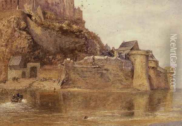 The Ramparts Mont Saint Michel Oil Painting - Alfred William Hunt