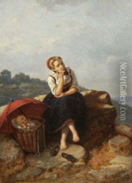 Rast Am Wege Oil Painting - Theodor (Fried. Wilhelm Heinrich Th.) Hosemann