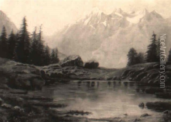 Morgendlicher Gebirgssee In Tirol Oil Painting - Wilhelm Ludwig Friedrich Riefstahl