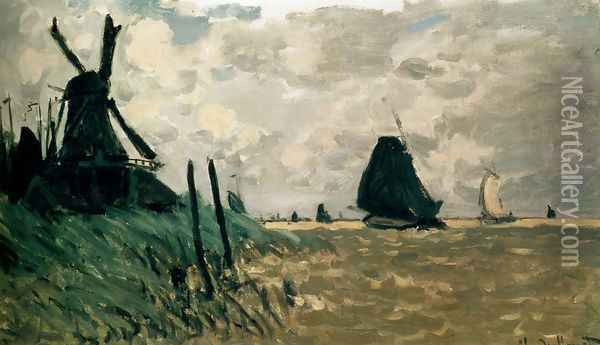 A Windmill Near Zaandam Oil Painting - Claude Oscar Monet