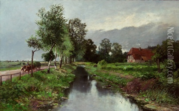 Landschaft Mit Bach Oil Painting - Adolf Kaufmann