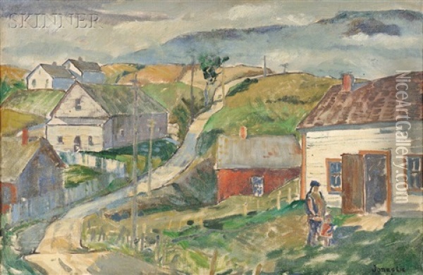 Seaside Village Oil Painting - Jonas Lie