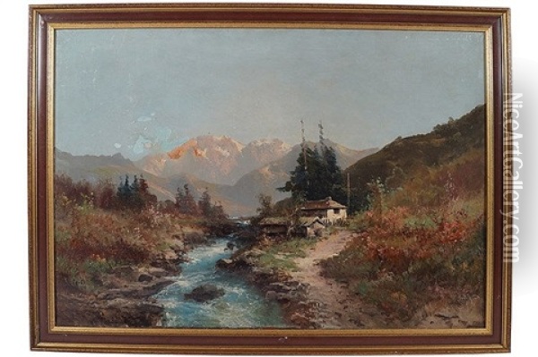 An Alpine Retreat Oil Painting - Emile Godchaux