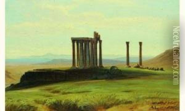 Vue Du Temple De Zeus A Olympie Oil Painting - August Loffler