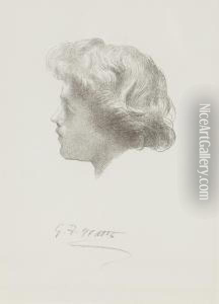 Study For A Head Of Sir Galahad Oil Painting - George Frederick Watts