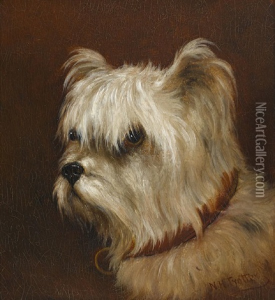 Portrait Of A Terrier Oil Painting - Newbold Hough Trotter