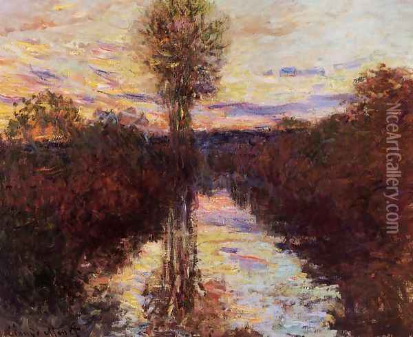 The Small Arm Of The Seine At Mosseaux Evening Oil Painting - Claude Oscar Monet