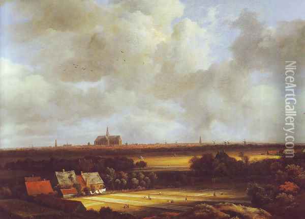 View of haarlem with bleaching grounds2 Oil Painting - Jacob Van Ruisdael