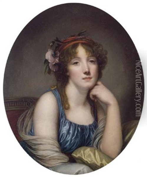 Portrait Of A Young Woman (the Artist's Daughter?) Oil Painting - Jean Baptiste Greuze