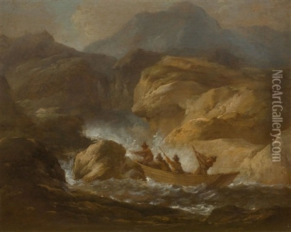 A Stormy Sea Oil Painting - Heinrich Johann Wuest