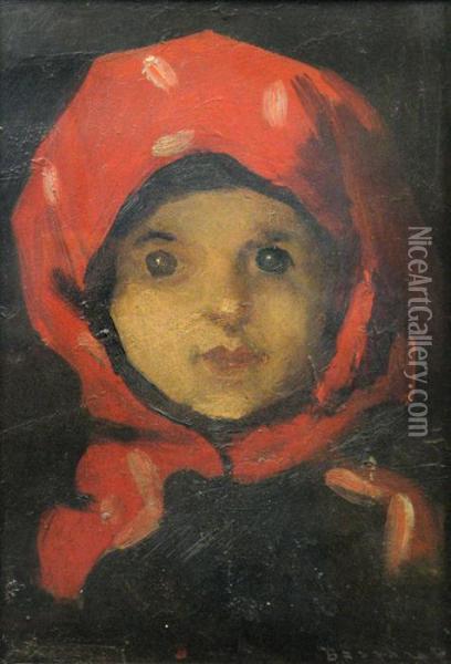 Fata Cu Basmaua Rosie Oil Painting - Ludovic Bassarab