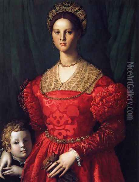 A Young Woman and her Little Boy Oil Painting - Angnolo Bronzino