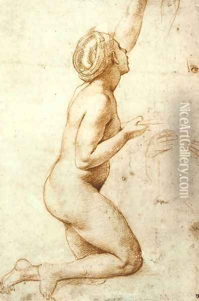 Kneeling Nude Woman 2 Oil Painting - Raffaelo Sanzio