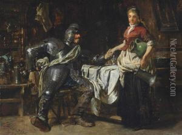 A Chivalrous Guest Oil Painting - Carl Von Haberlin