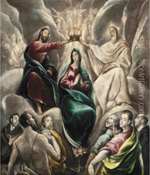 The Coronation Of The Virgin Oil Painting - El Greco (Domenikos Theotokopoulos)