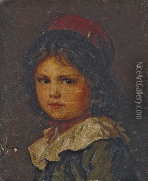 Bildnis Eines Kleinen Madchens Oil Painting - Ludwig Knaus