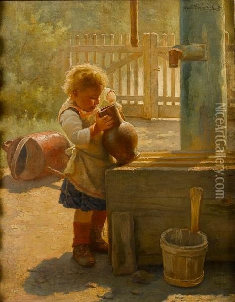 Fetching Water Oil Painting - Franz Wiesenthal