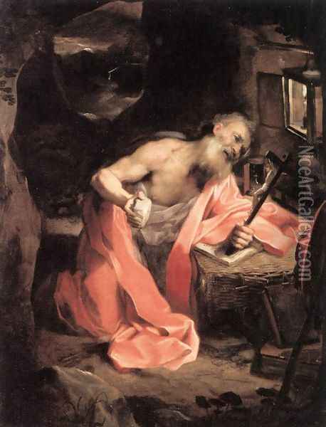 St Jerome c. 1598 Oil Painting - Federico Fiori Barocci