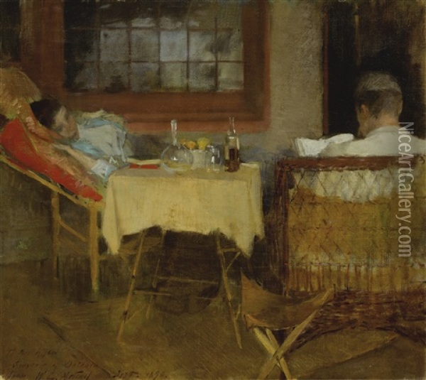 Ethelinda And James Oil Painting - Willard Leroy Metcalf
