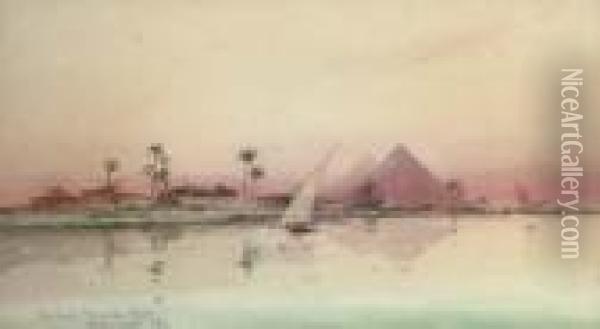 The Great Pyramids At Giza Oil Painting - William Minshall Birchall