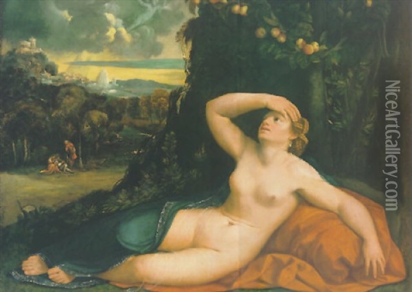 Venus Awakened By Cupid Oil Painting - Dosso Dossi