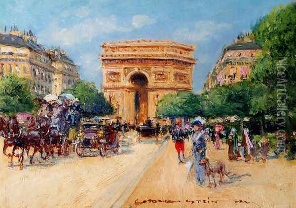 A Sunny Day In Paris Oil Painting - Georges Stein
