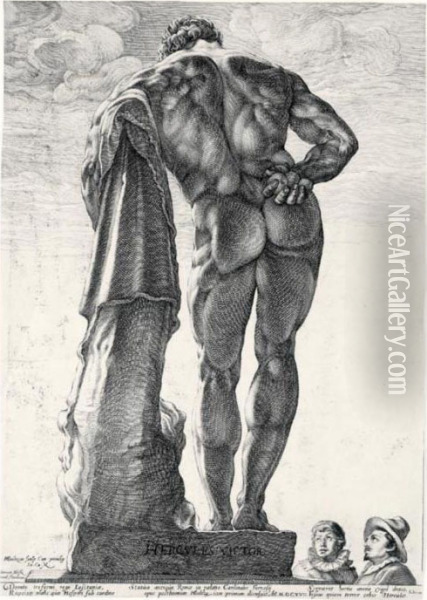 The Farnesian Hercules (hollstein 145) Oil Painting - Hendrick Goltzius