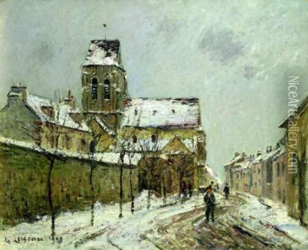 L'eglise De Saint-ouen-l'aumone Sous La Neige Oil Painting - Gustave Loiseau