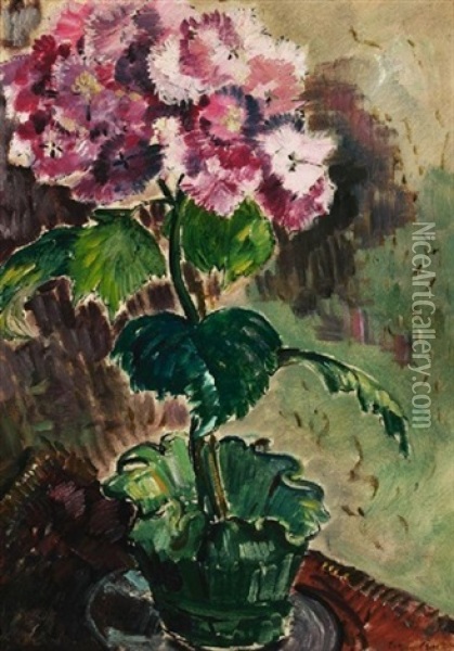 Bluhende Hortensie Oil Painting - Oskar Moll