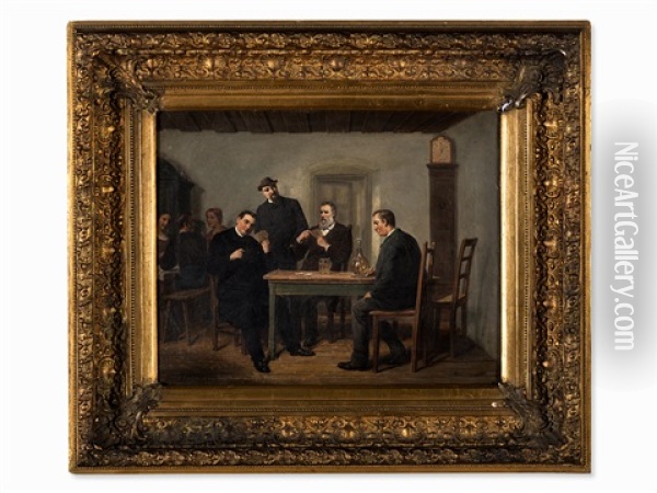 Card Players Oil Painting - Leopold Till
