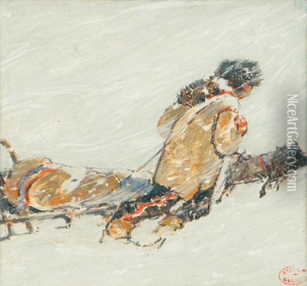 Mush, A Study For The Grand Silence Blanc Oil Painting - Clarence Alphonse Gagnon