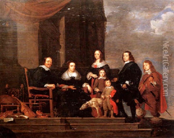 Portrait D'une Famille Flamande Oil Painting - Gonzales Coques