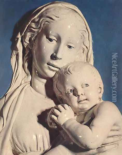Madonna of the Apple [detail: 1] Oil Painting - Luca della Robbia