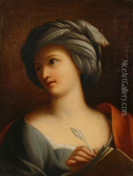 A Sybil Oil Painting - Domenico Zampieri (Domenichino)