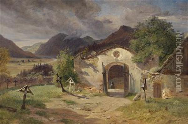 A Cemetery Inthe Salzkammergut Oil Painting - Franz Reinhold