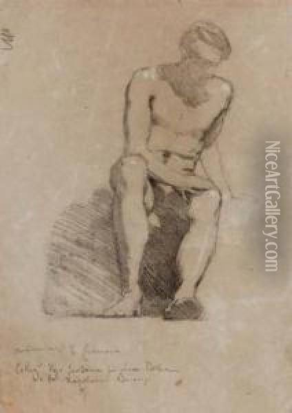 Figura Di Uomo Seduto Oil Painting - Tranquillo Cremona