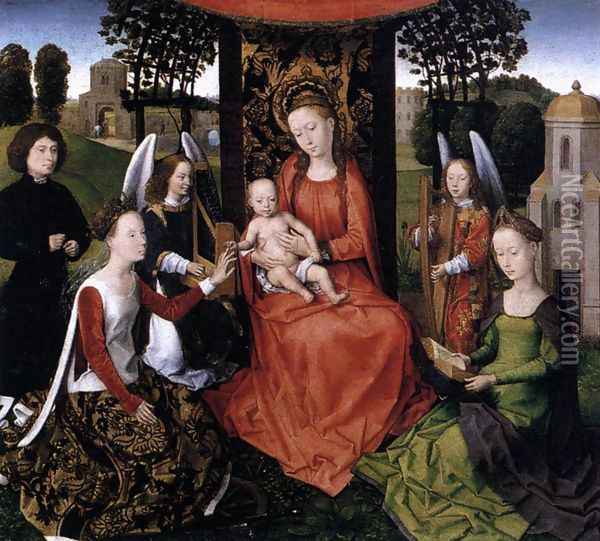The Mystic Marriage of St Catherine 1479-80 Oil Painting - Hans Memling