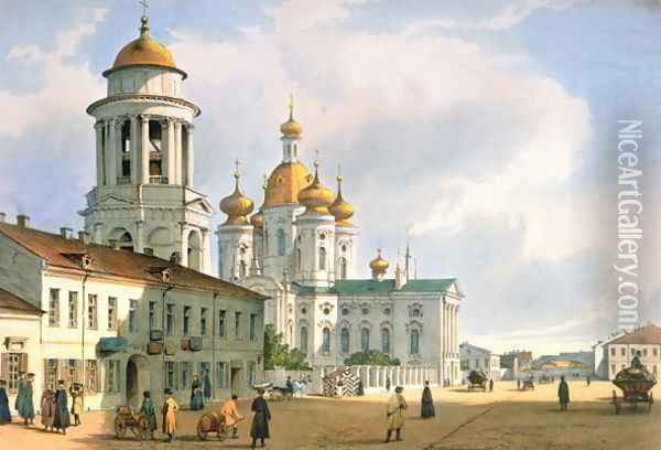 The Virgin of Vladimir Church in St. Petersburg, c.1840 Oil Painting - Ferdinand Victor Perrot