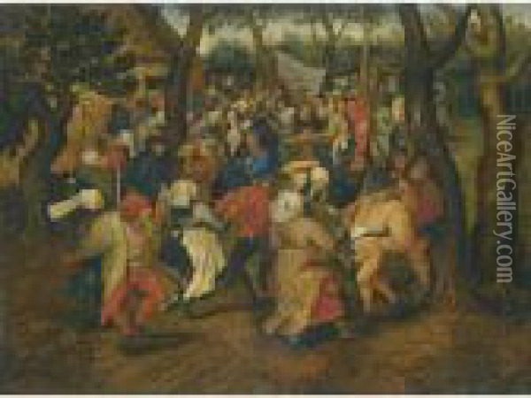 The Outdoor Wedding Feast Oil Painting - Pieter The Younger Brueghel
